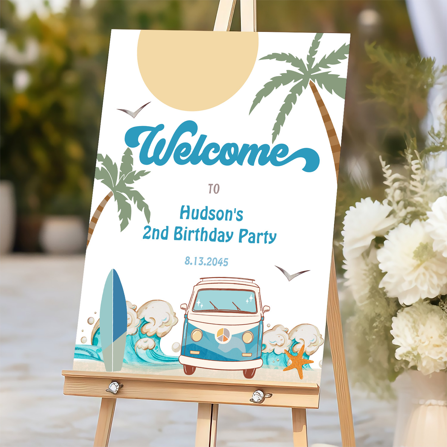 Surfs Up Birthday Baby Shower Decor Welcome Sign