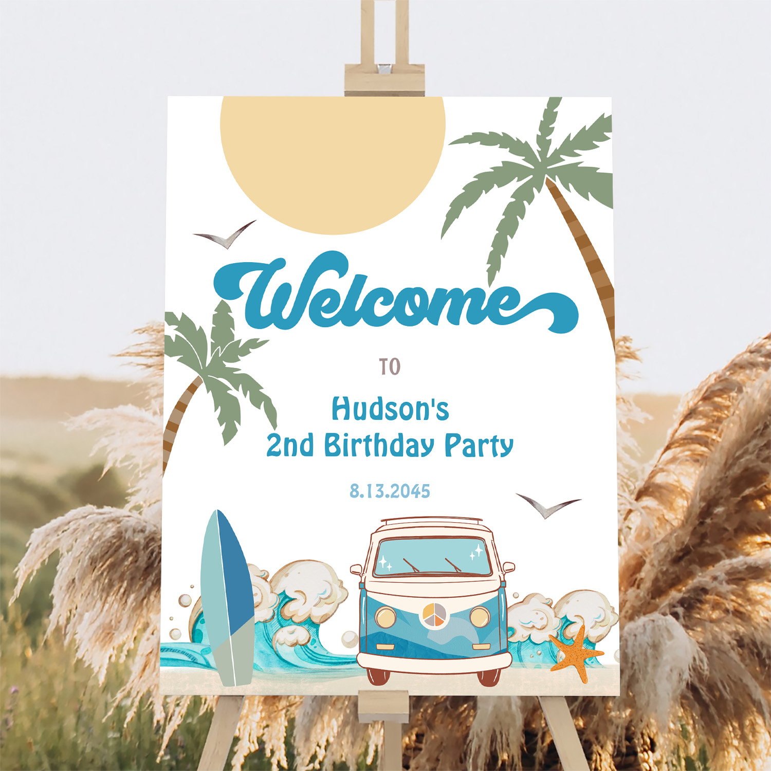 Surfs Up Birthday Baby Shower Decor Welcome Sign - Image 2