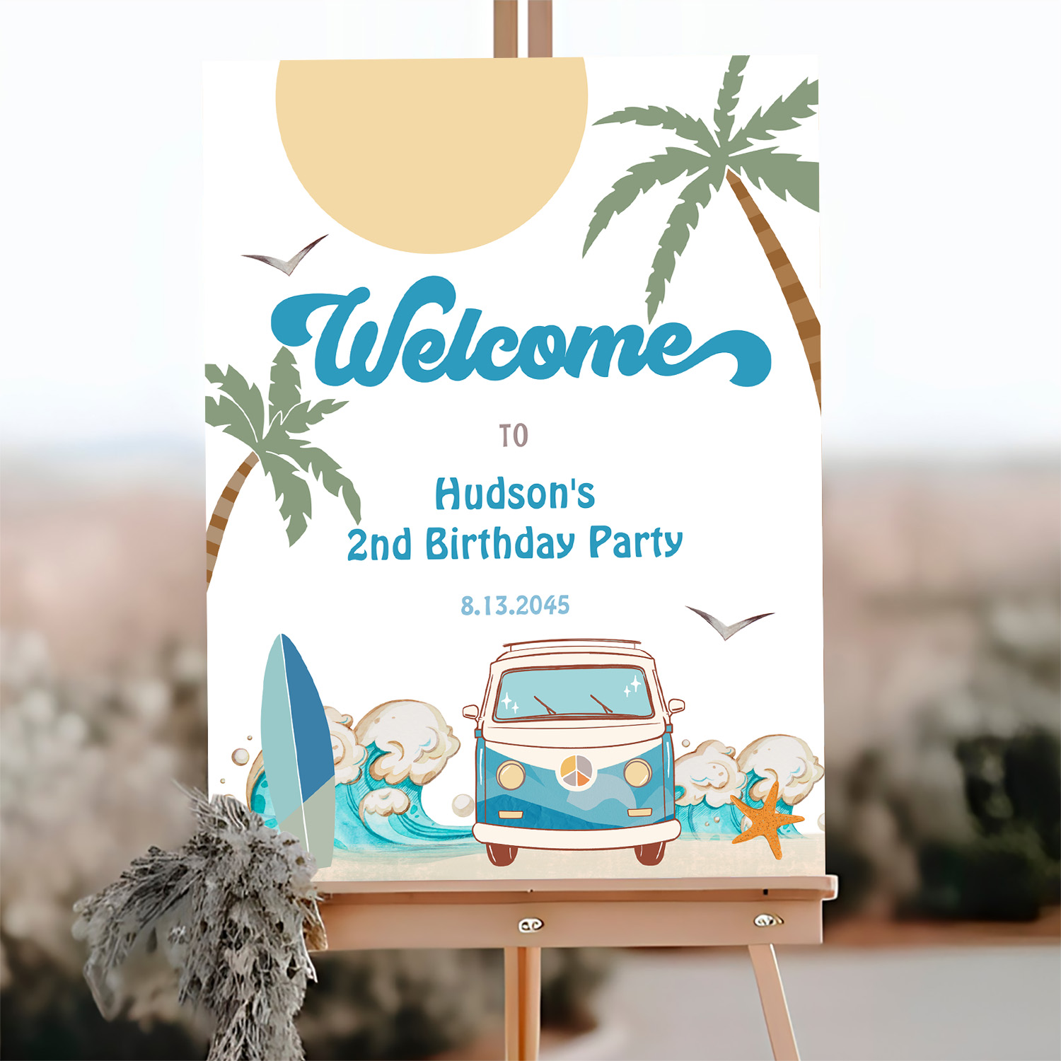 Surfs Up Birthday Baby Shower Decor Welcome Sign - Image 3