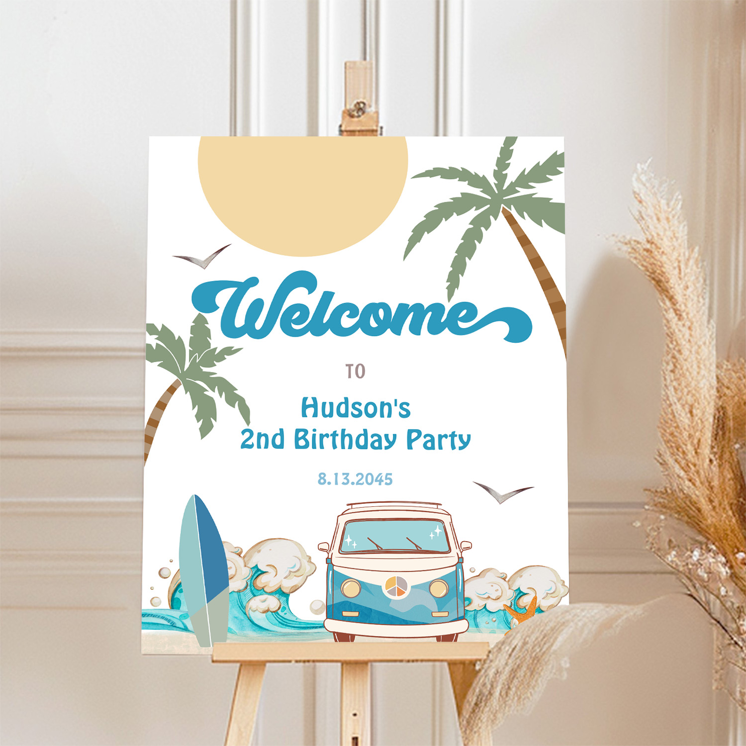 Surfs Up Birthday Baby Shower Decor Welcome Sign - Image 4