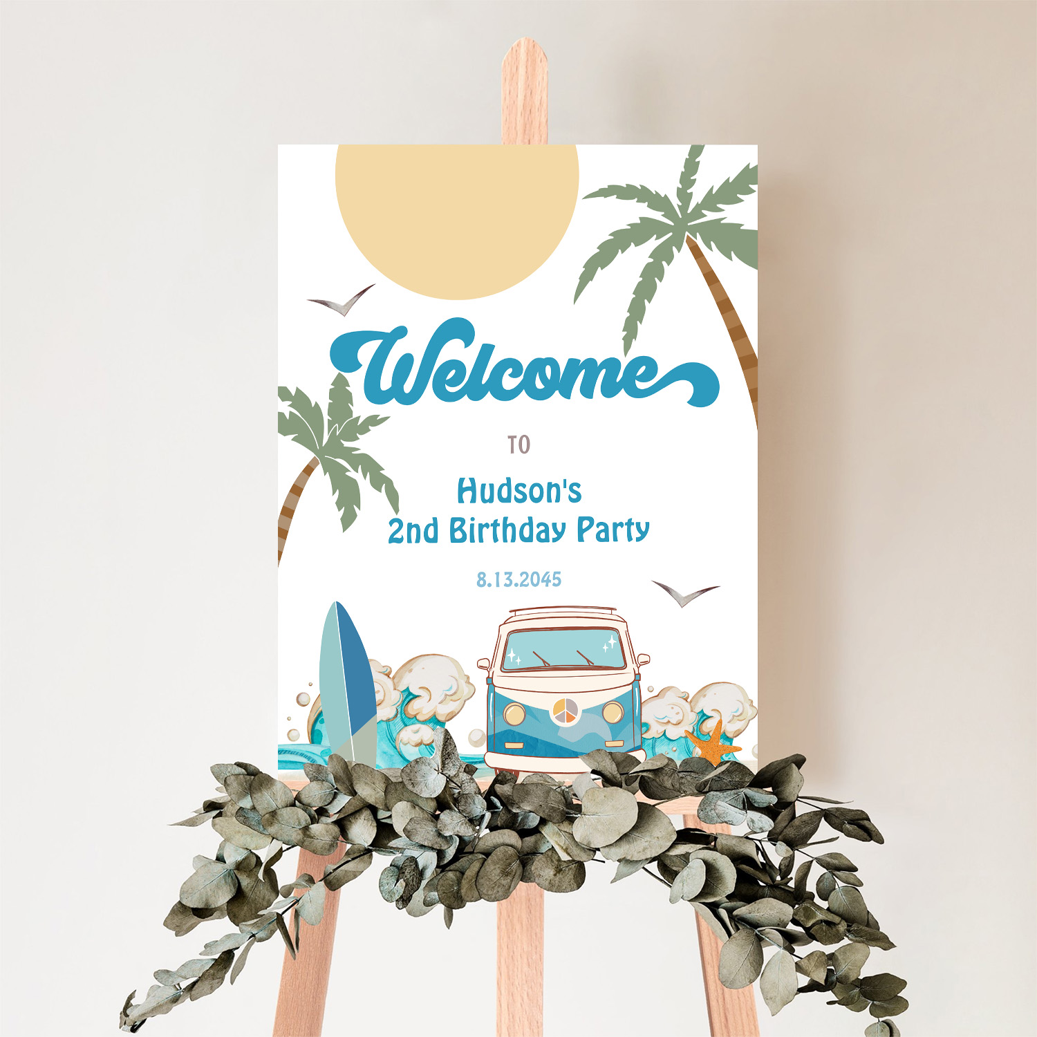 Surfs Up Birthday Baby Shower Decor Welcome Sign - Image 5