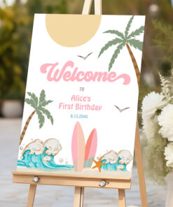 Surfs Up Birthday Baby Shower Decor Welcome Sign