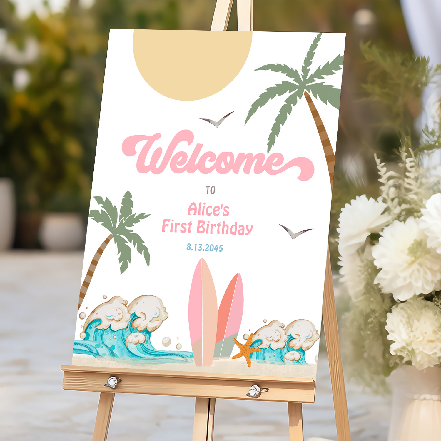 Surfs Up Birthday Baby Shower Decor Welcome Sign