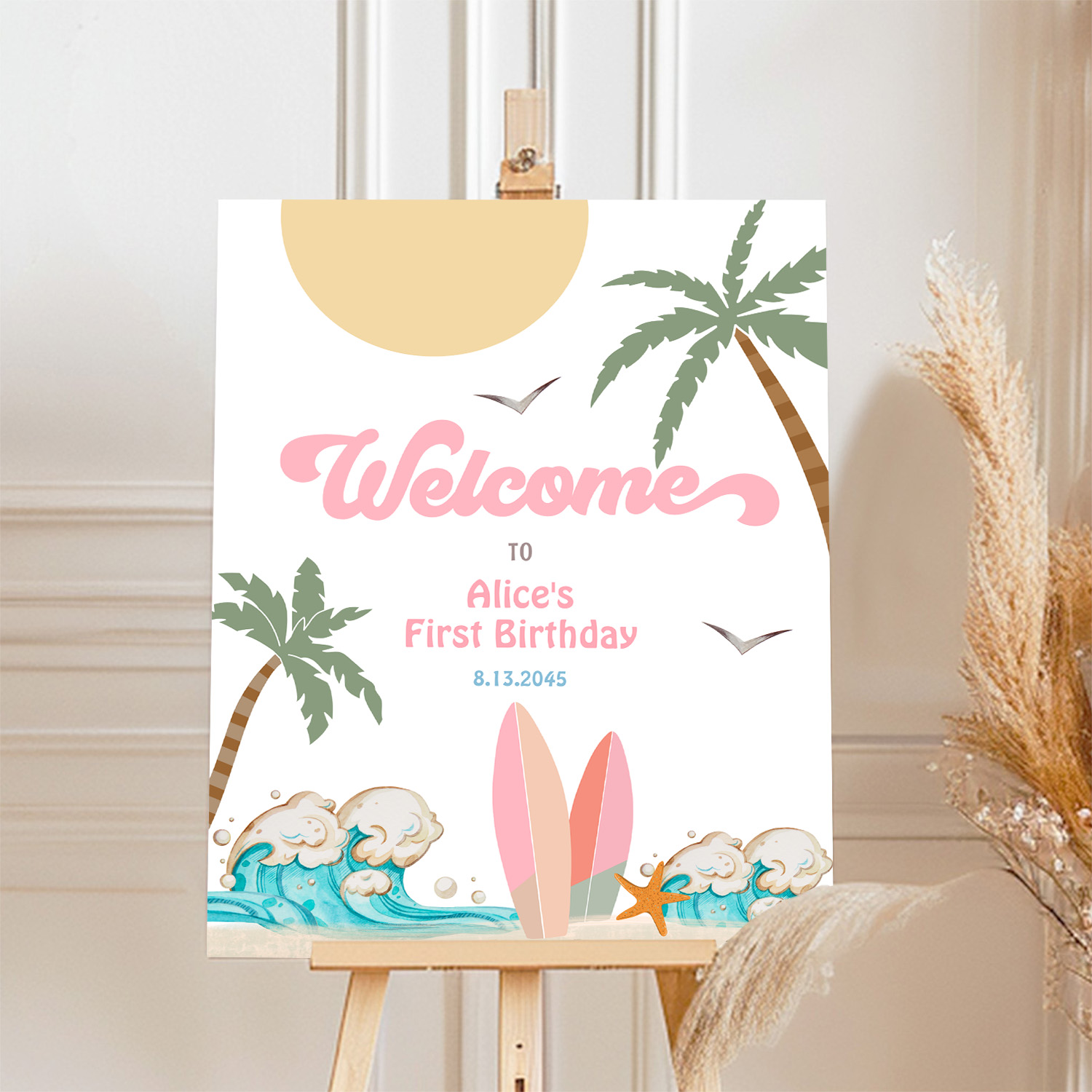 Surfs Up Birthday Baby Shower Decor Welcome Sign - Image 4