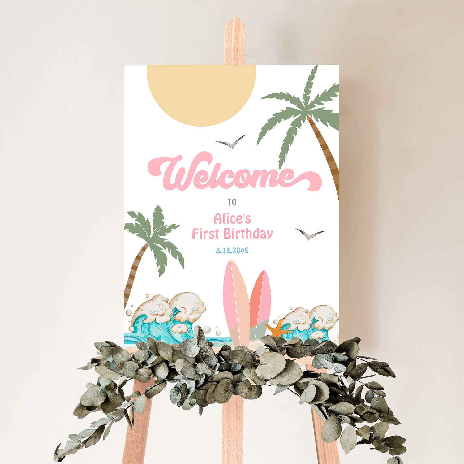 Surfs Up Birthday Baby Shower Decor Welcome Sign - Image 5