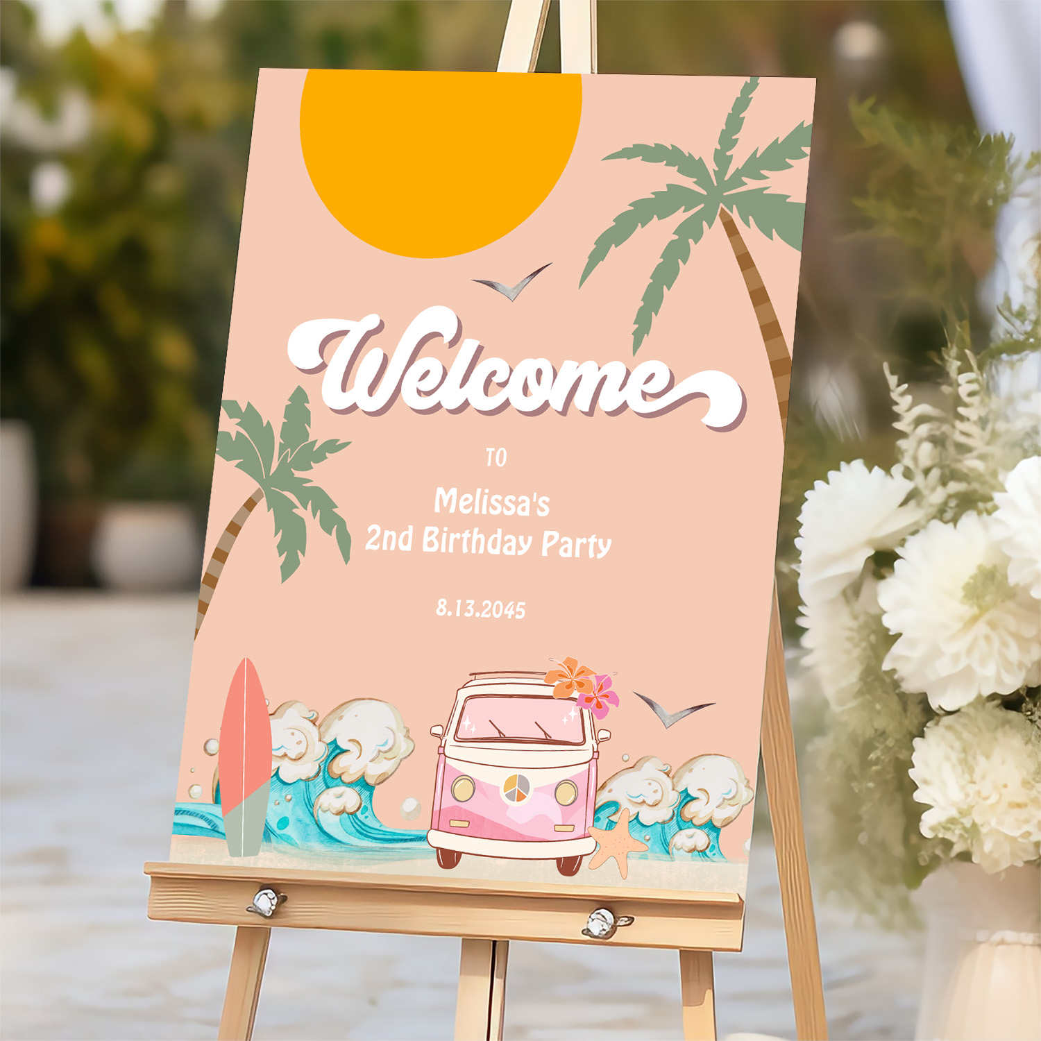 Surfs Up Birthday Baby Shower Decor Welcome Sign