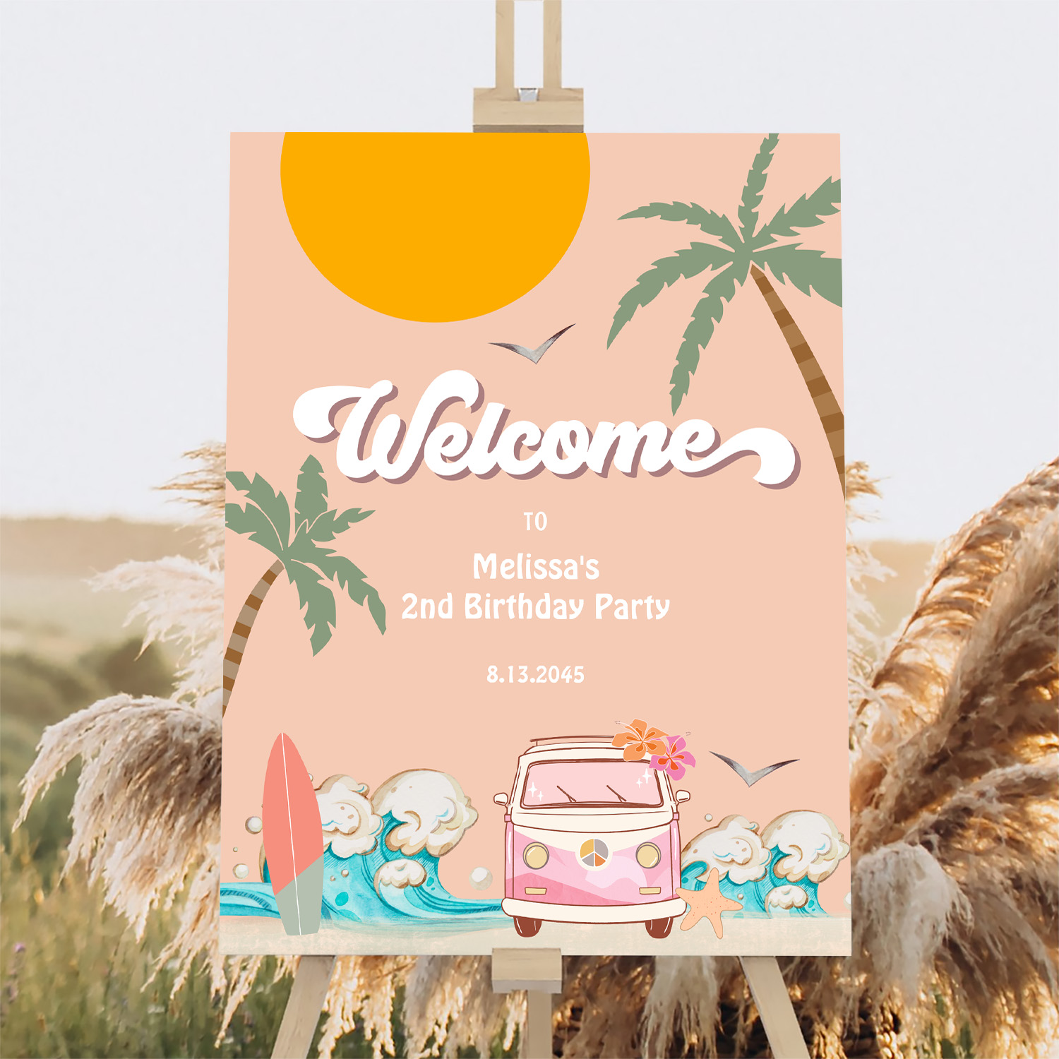 Surfs Up Birthday Baby Shower Decor Welcome Sign - Image 2