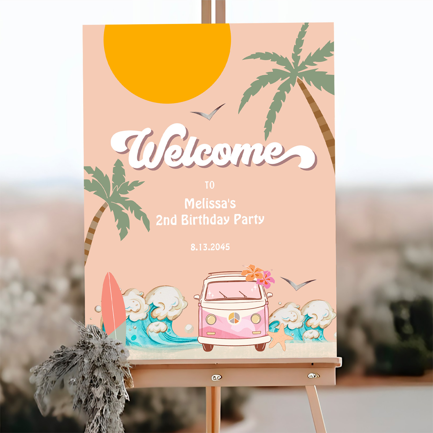 Surfs Up Birthday Baby Shower Decor Welcome Sign - Image 3