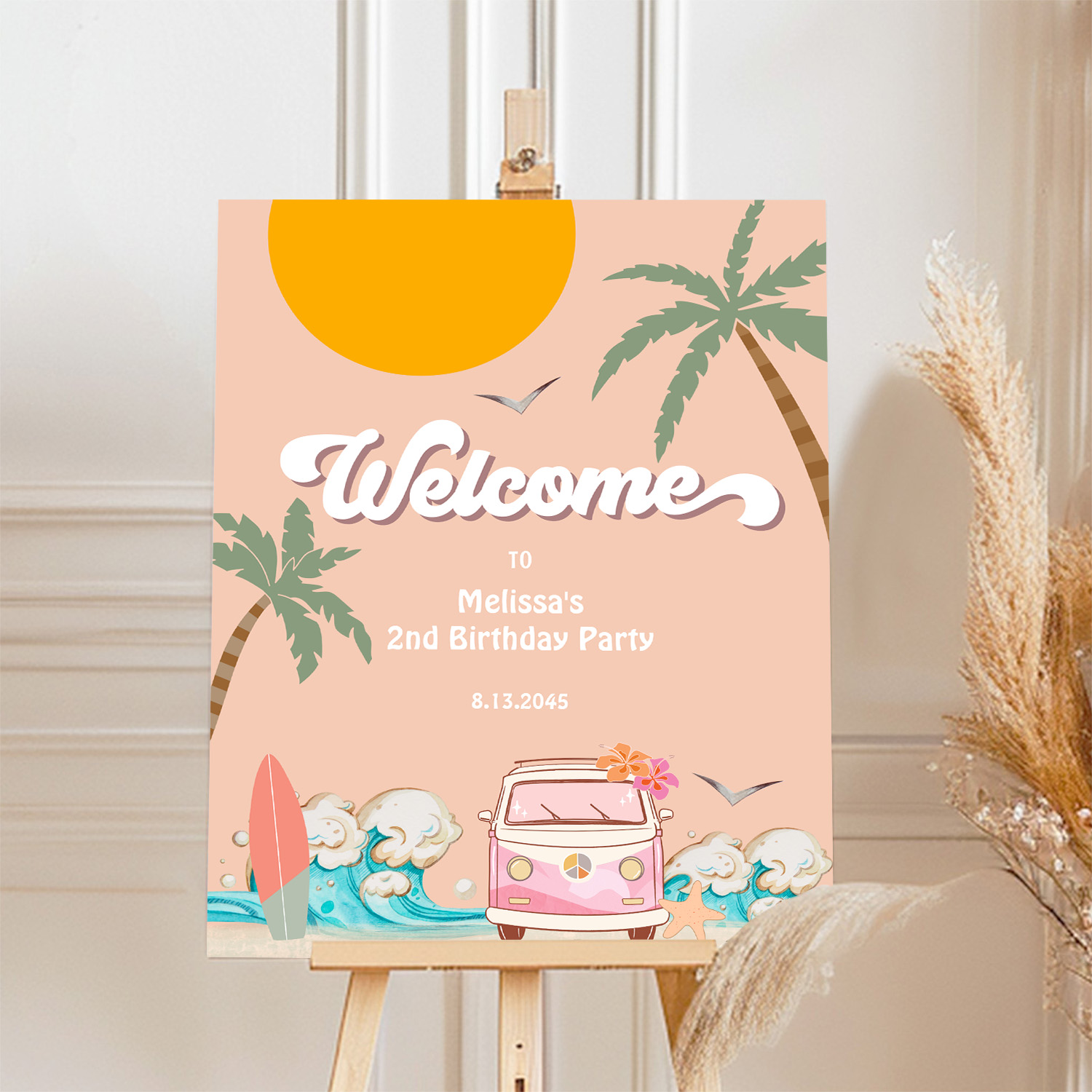 Surfs Up Birthday Baby Shower Decor Welcome Sign - Image 4