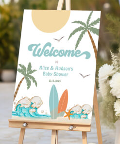 Surfs Up Birthday Baby Shower Decor Welcome Sign
