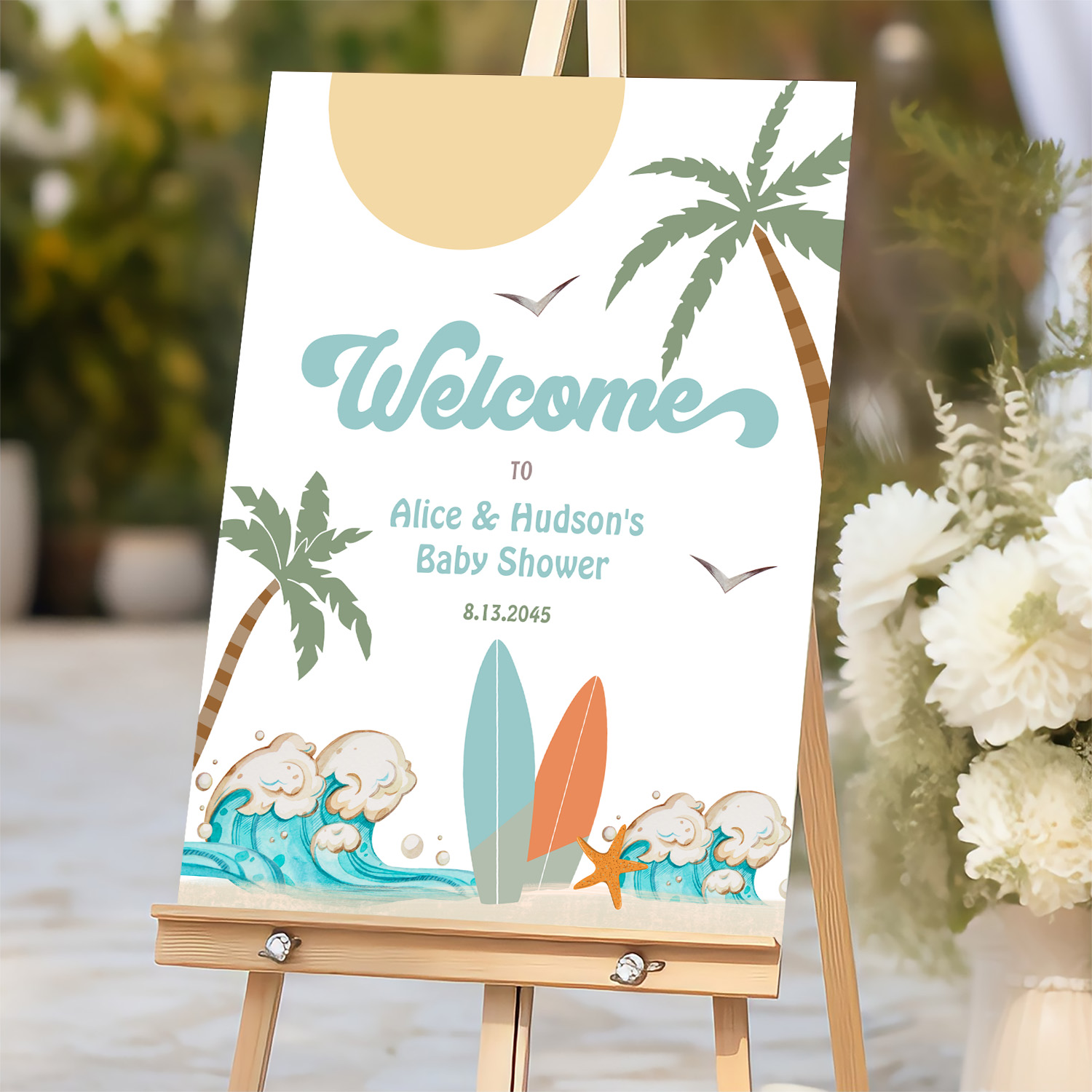 Surfs Up Birthday Baby Shower Decor Welcome Sign