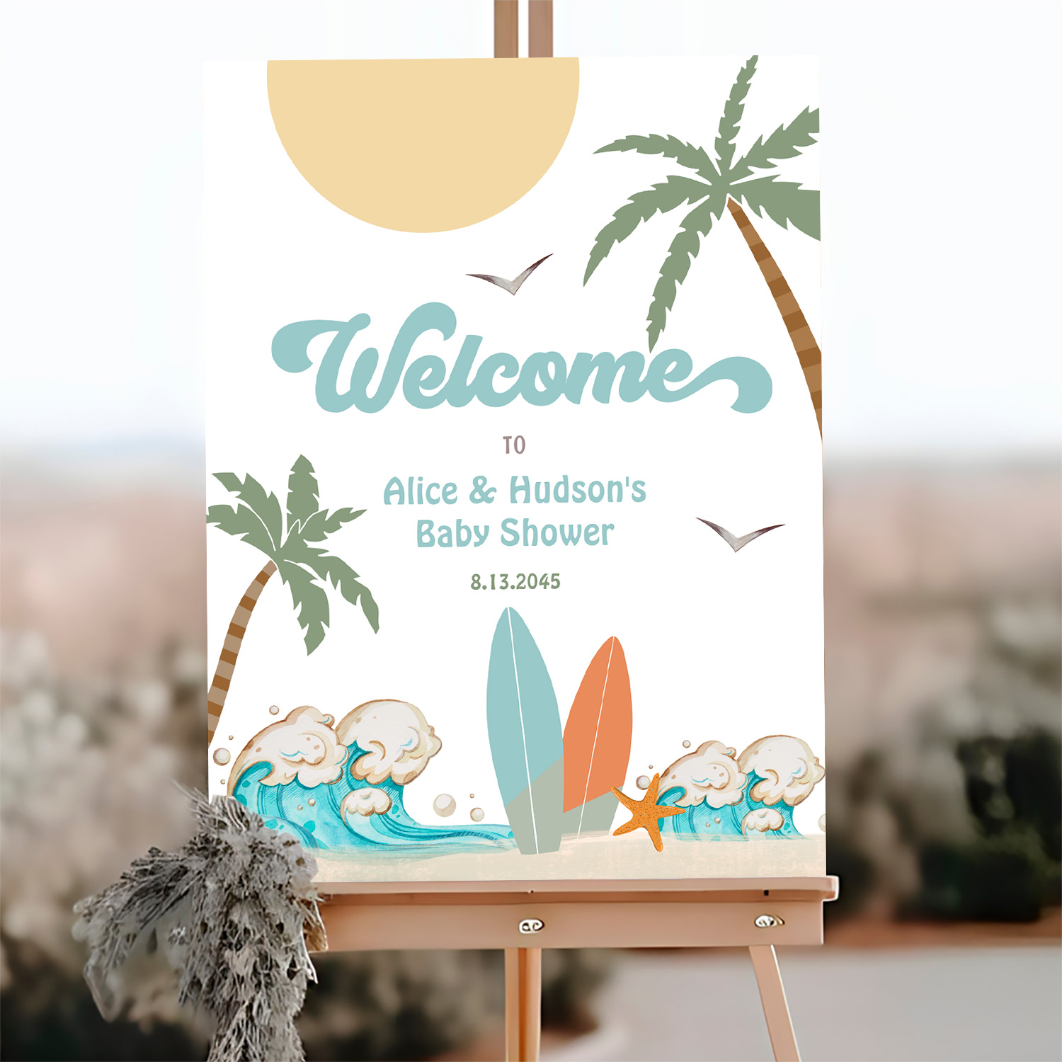 Surfs Up Birthday Baby Shower Decor Welcome Sign - Image 3