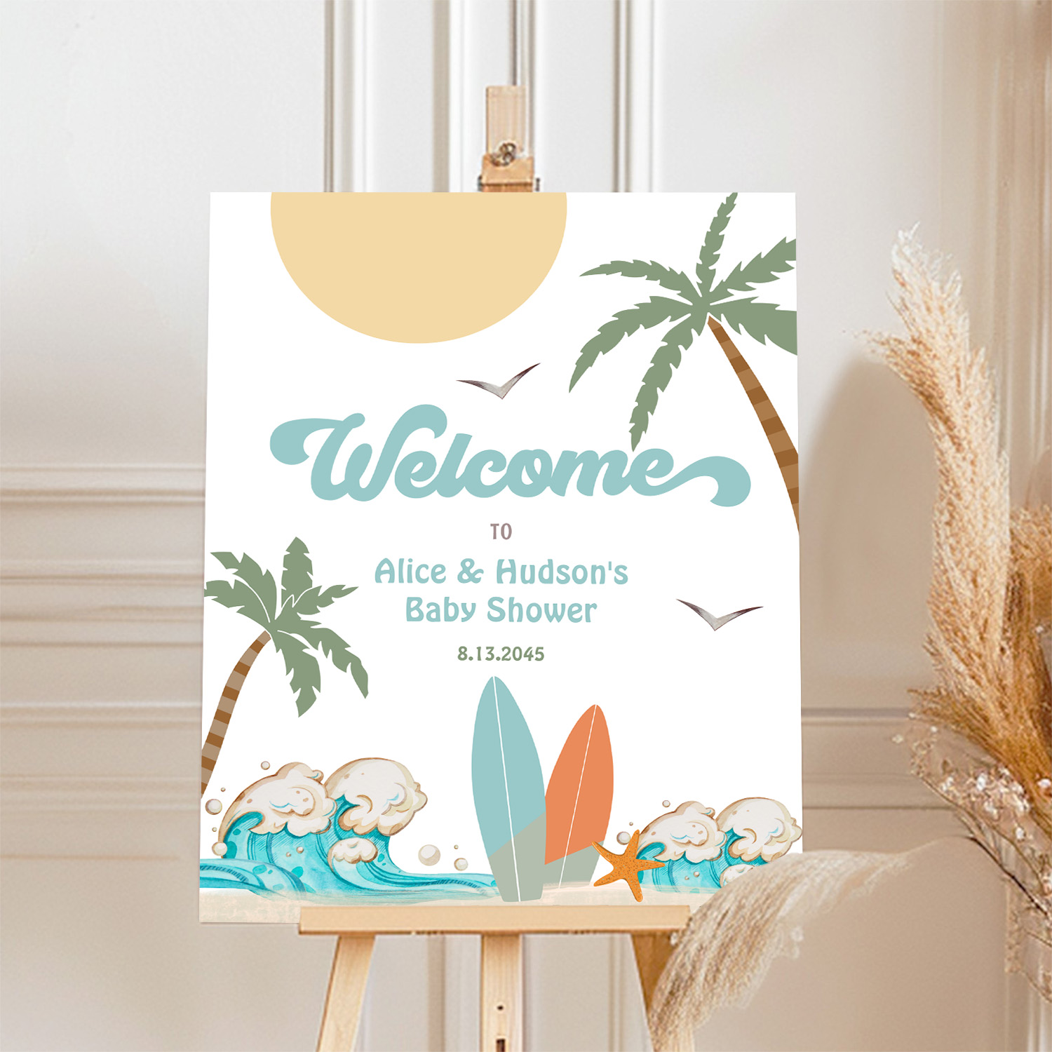Surfs Up Birthday Baby Shower Decor Welcome Sign - Image 4