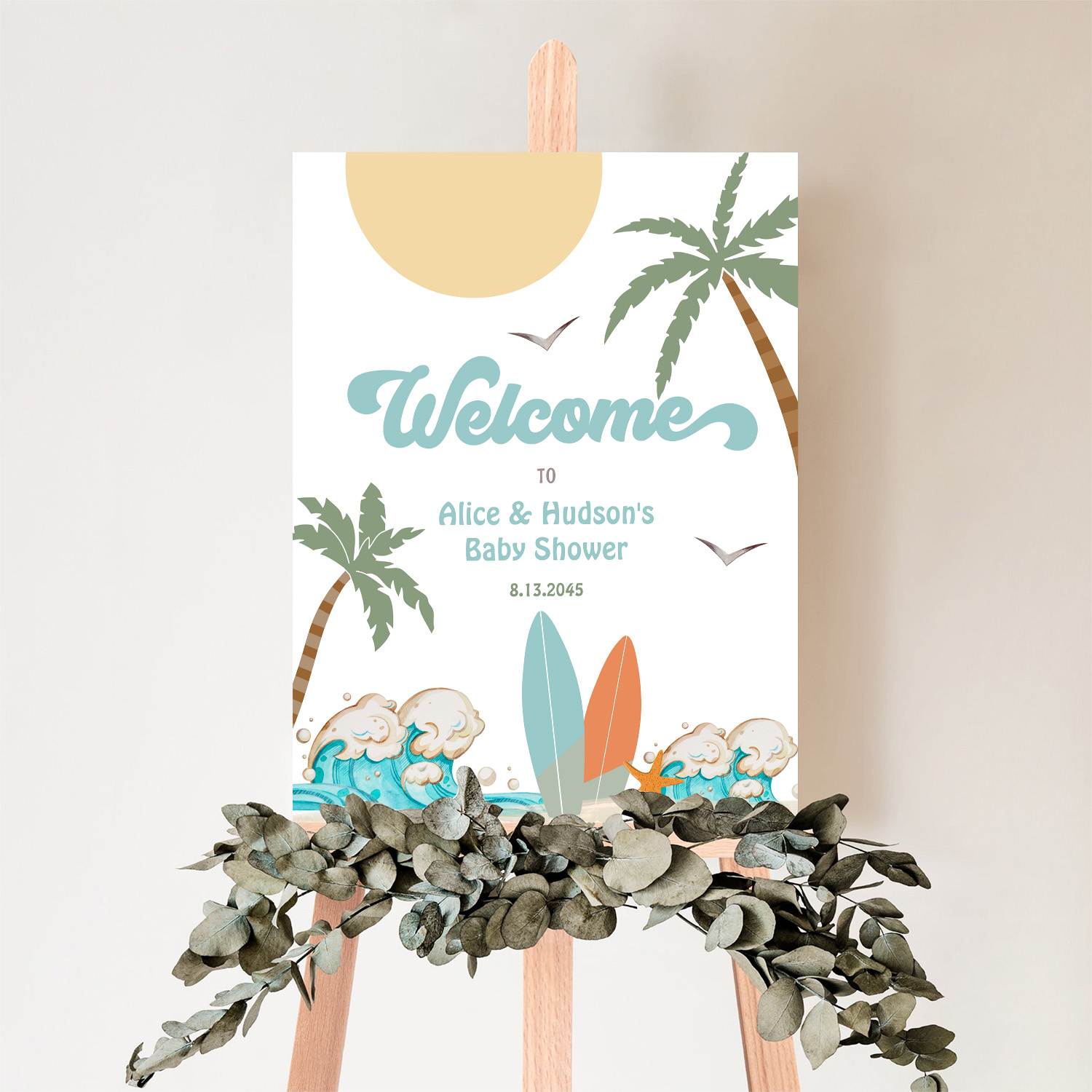 Surfs Up Birthday Baby Shower Decor Welcome Sign - Image 5