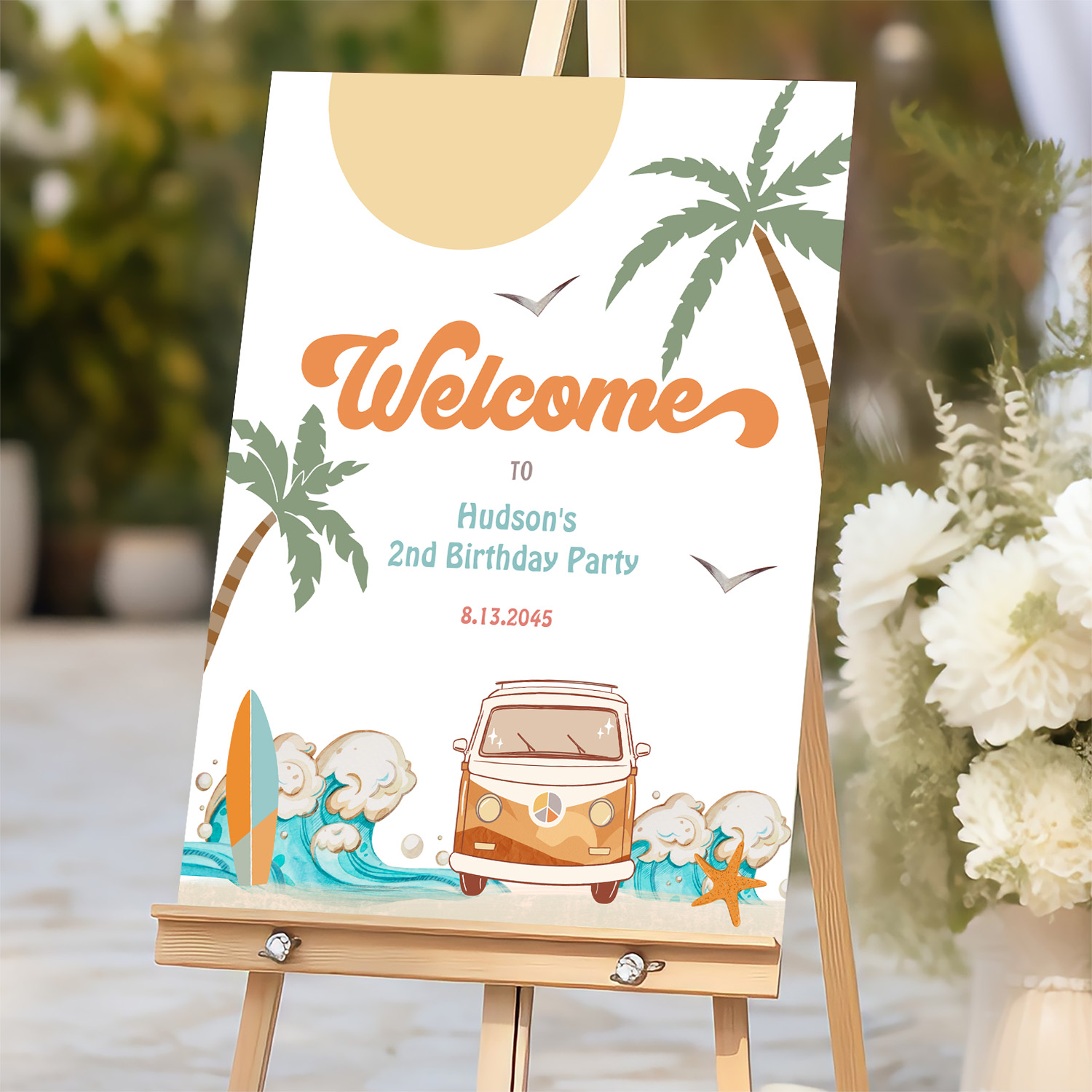 Surfs Up Birthday Baby Shower Decor Welcome Sign