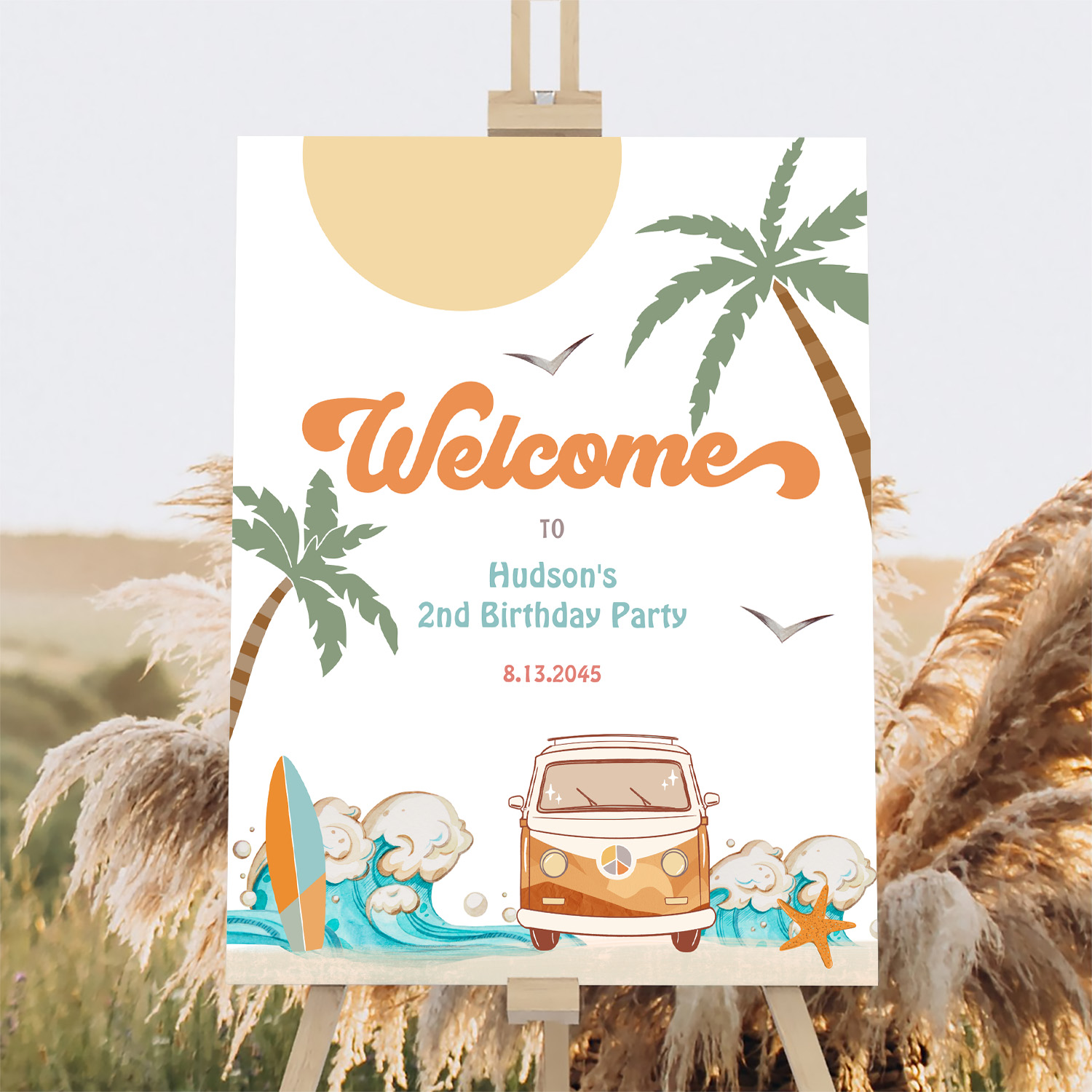 Surfs Up Birthday Baby Shower Decor Welcome Sign - Image 2