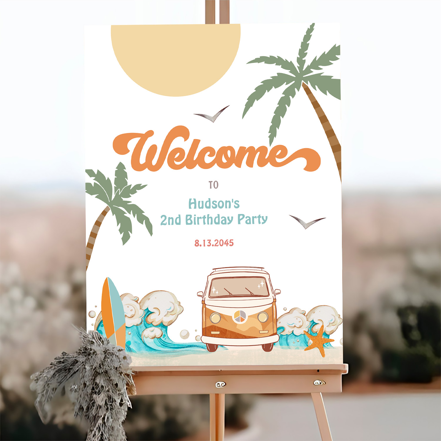 Surfs Up Birthday Baby Shower Decor Welcome Sign - Image 3