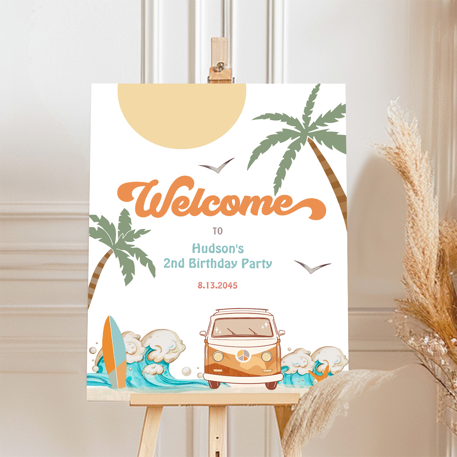 Surfs Up Birthday Baby Shower Decor Welcome Sign - Image 4
