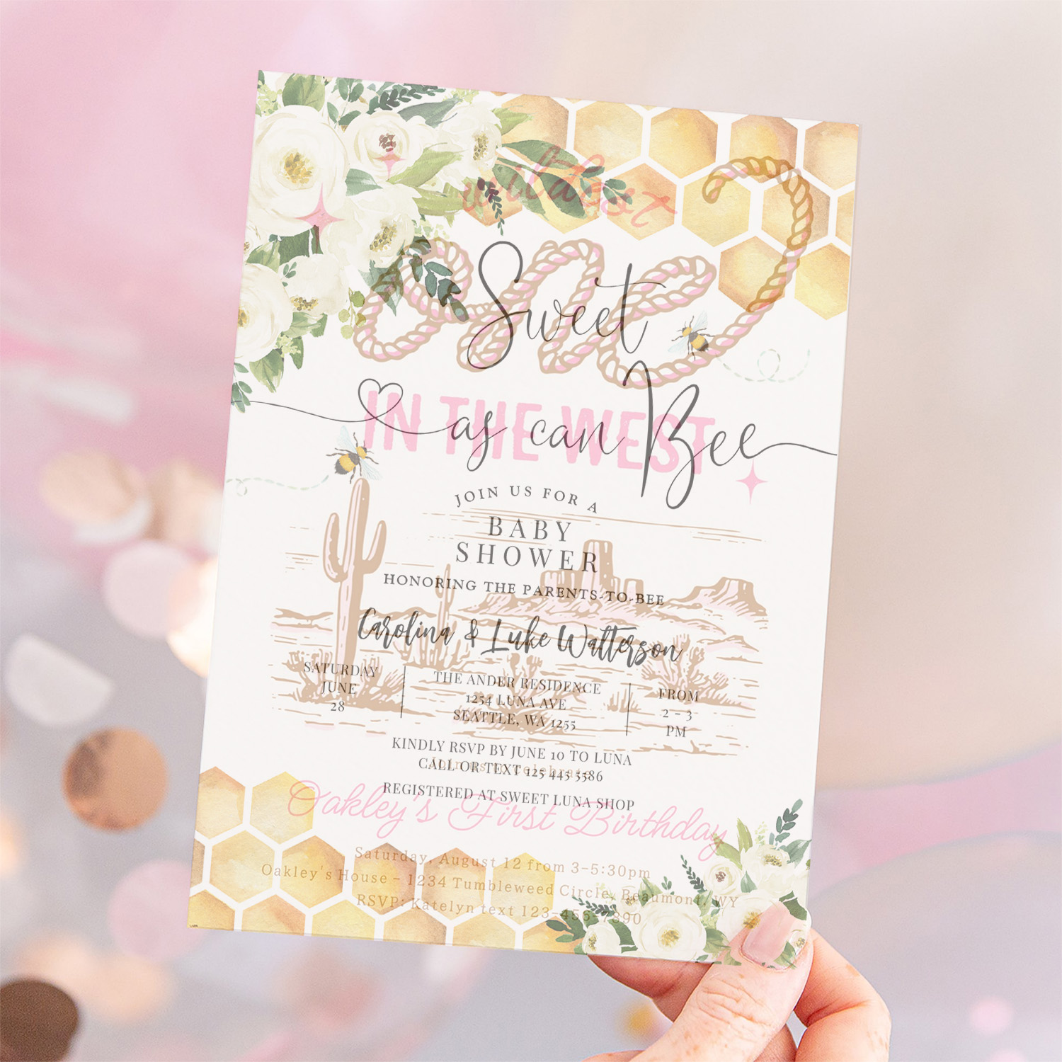 Sweet As Can Bee Gender Neutral Baby Shower Invitation - Image 12