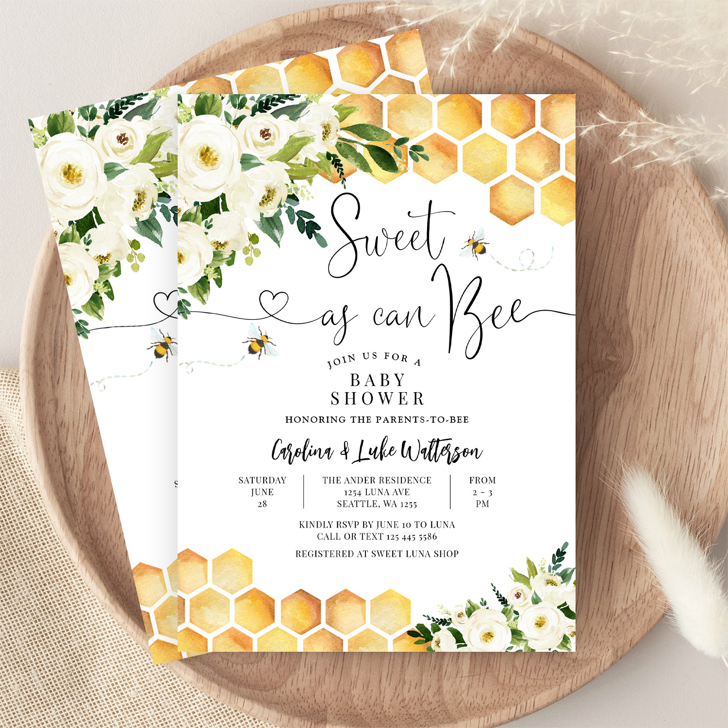 Sweet As Can Bee Gender Neutral Baby Shower Invitation - Image 9