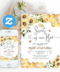 Sweet As Can Bee Gender Neutral Baby Shower Invitation