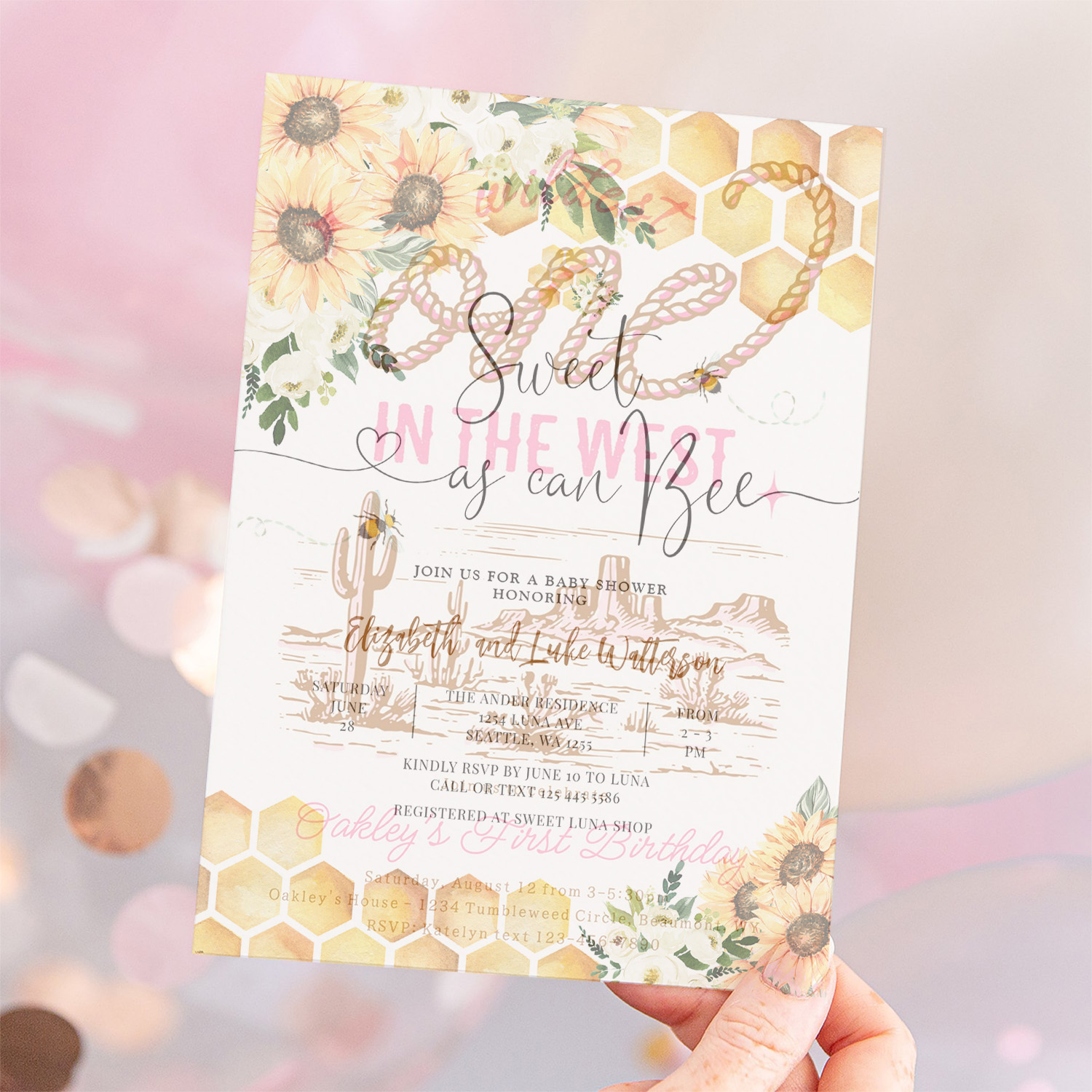 Sweet As Can Bee Gender Neutral Baby Shower Invitation - Image 12
