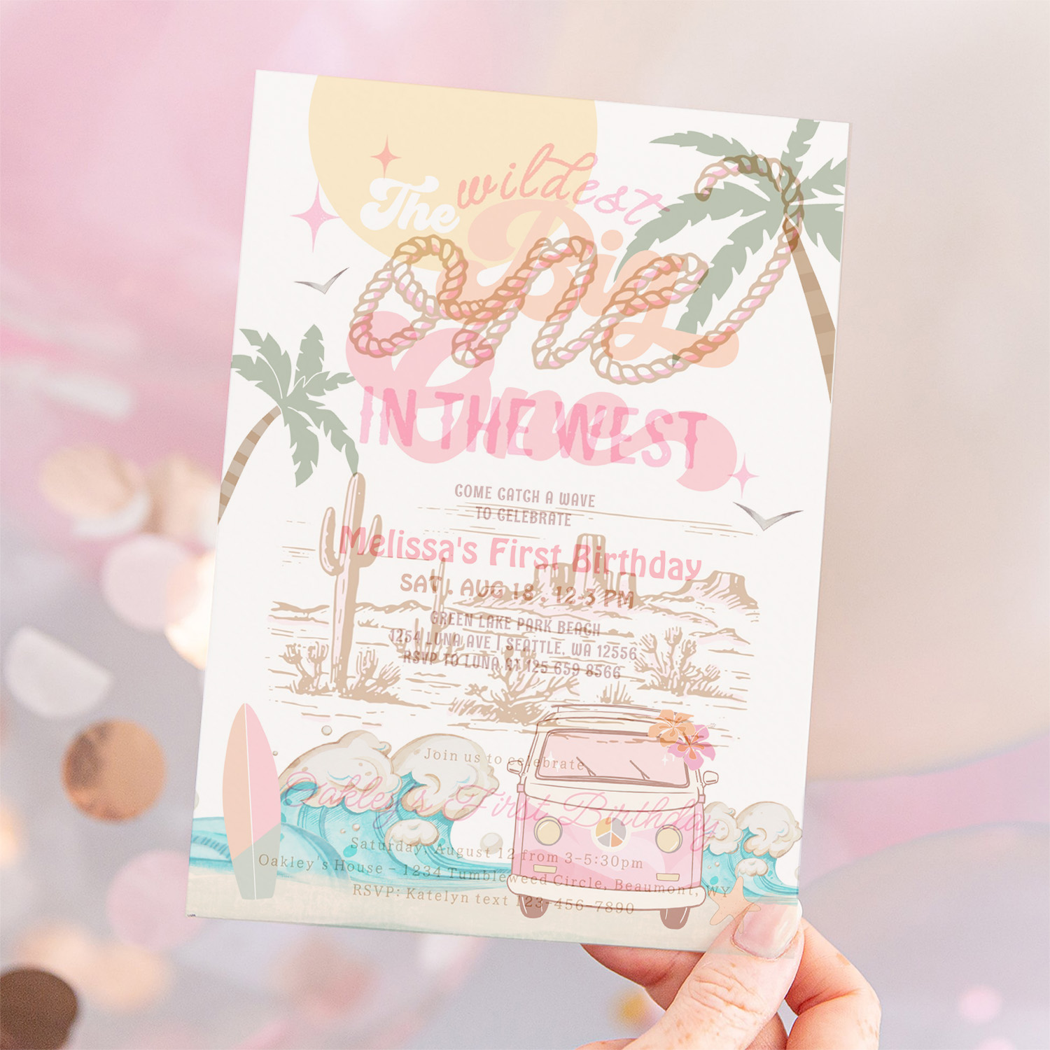 The Big One Surfing 1st Birthday Party Invitation - Image 12