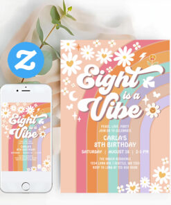 Twelve Is A Vibe Rainbow 12th Groovy Birthday Invitation