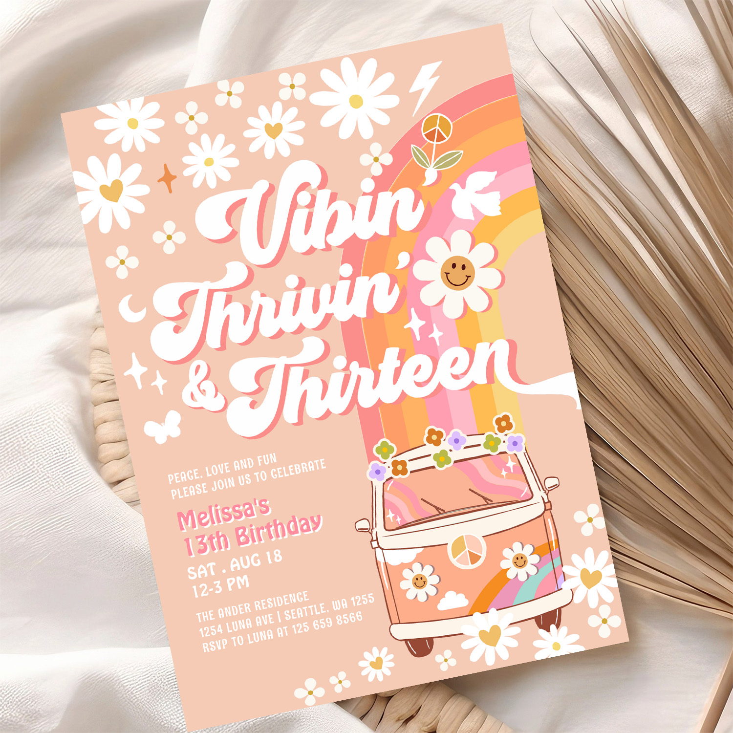Vibin Thrivin And Thirteen Groovy 13th Birthday Invitation - Image 10