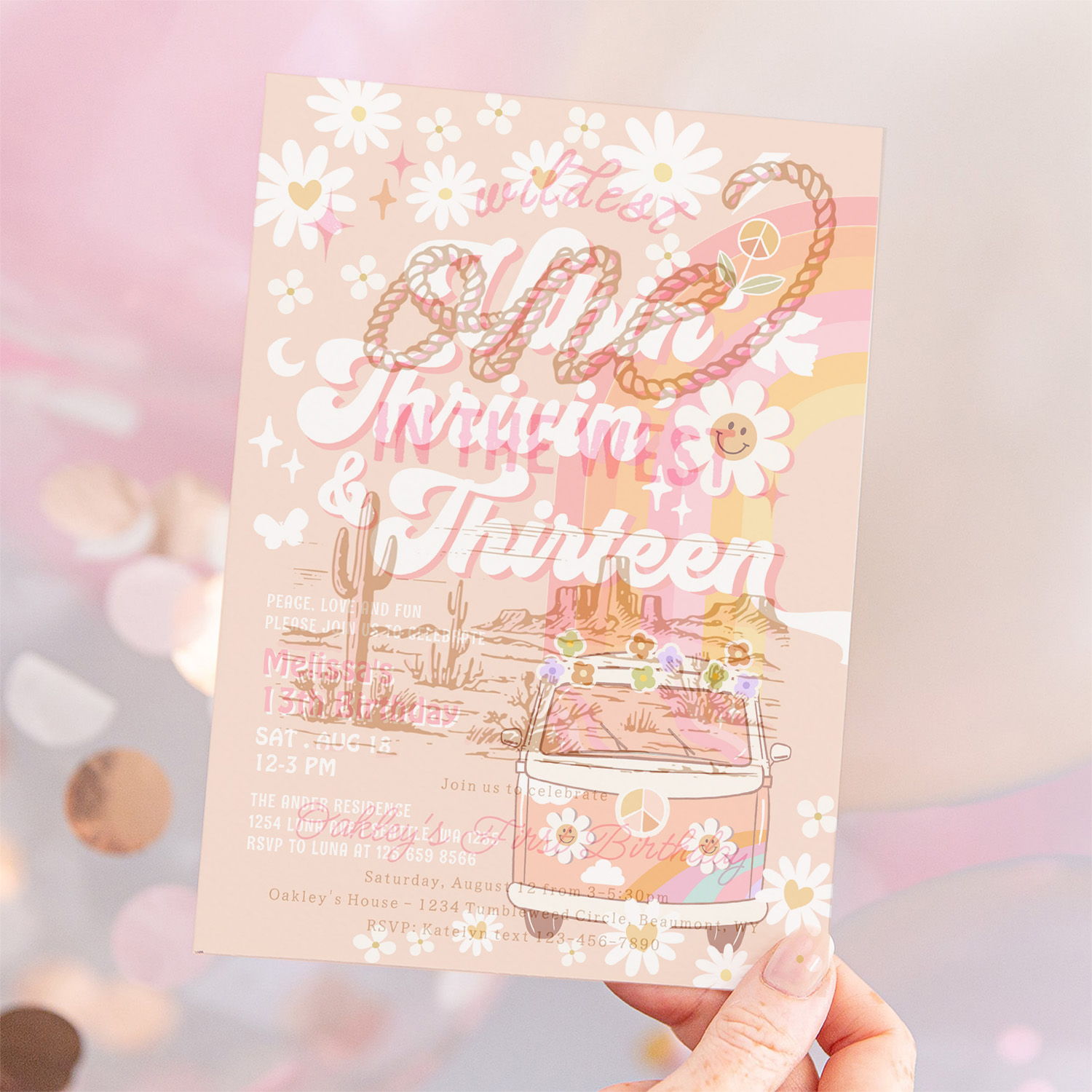 Vibin Thrivin And Thirteen Groovy 13th Birthday Invitation - Image 12