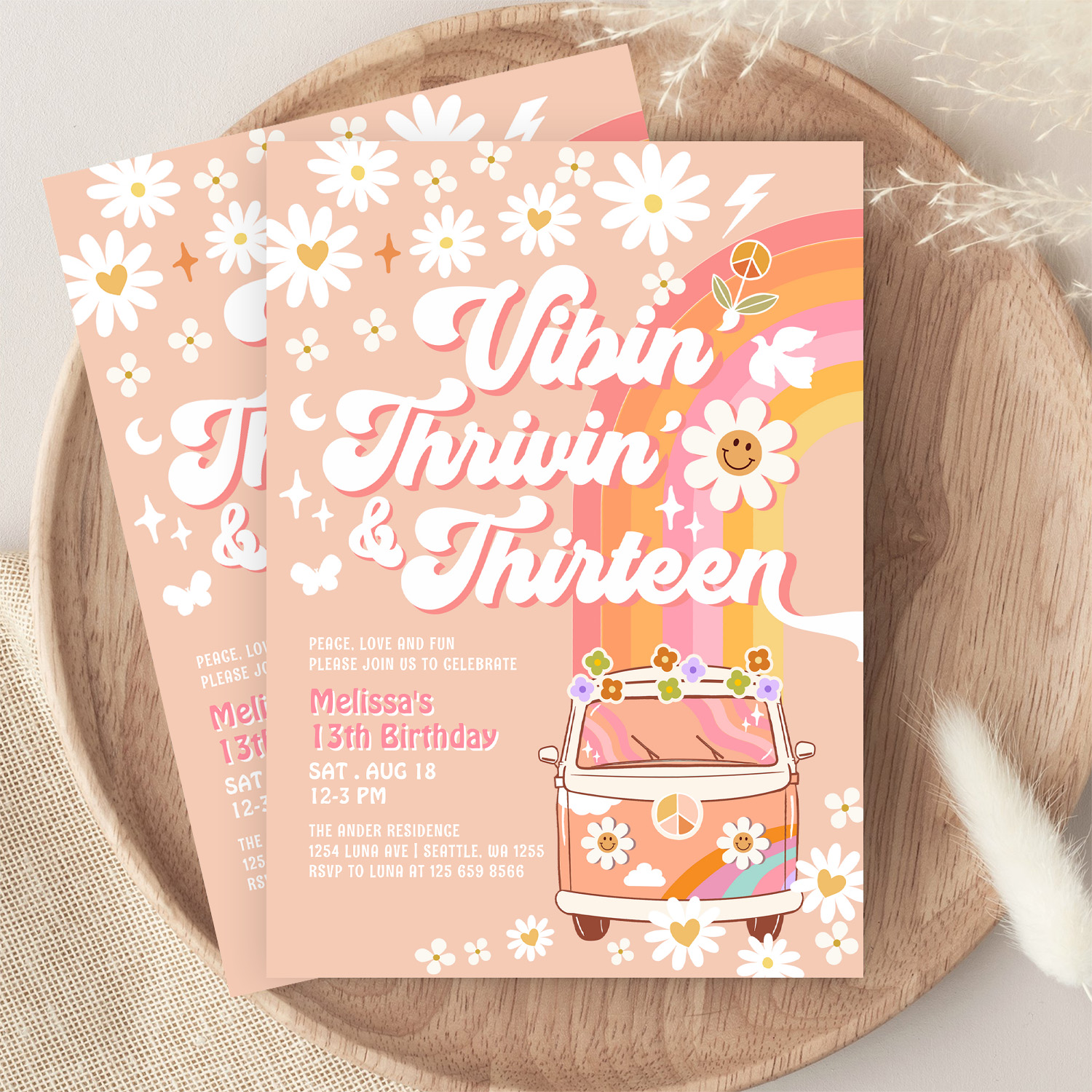 Vibin Thrivin And Thirteen Groovy 13th Birthday Invitation - Image 9