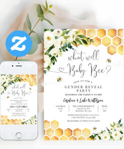 What Will Baby Bee Gender Reveal Party Invitation